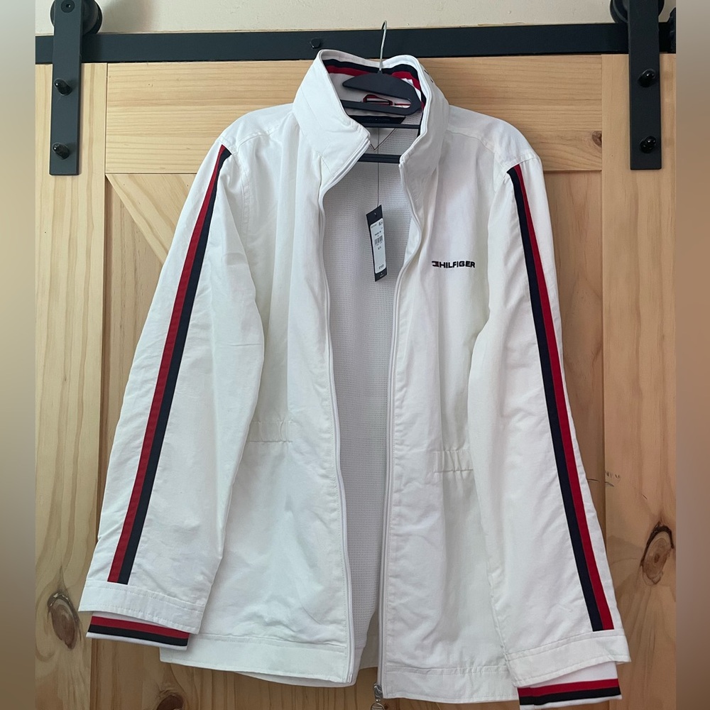 Brand new. Tommy Hilfiger Ladies' Lined Jacket WHITE Size XL Logo